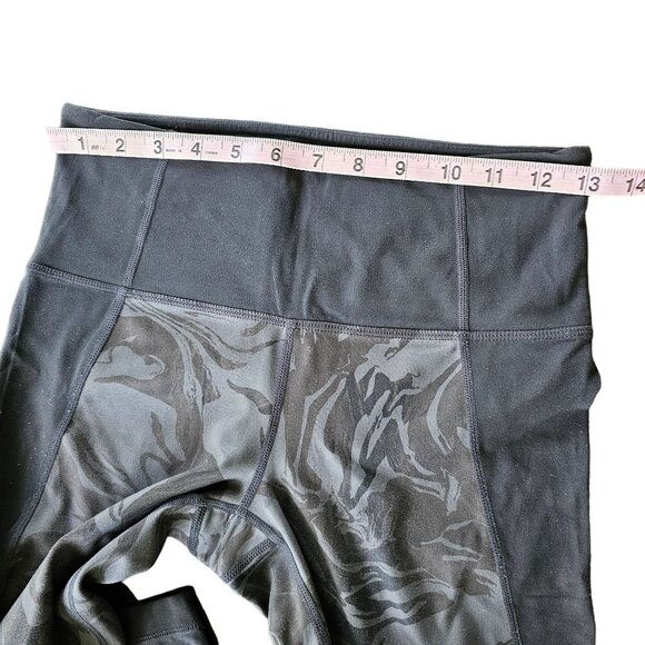 Athleta Swirl Gray Black and Mesh Crop Athletic Wear Leggings Pants size Small - Picture 7 of 10